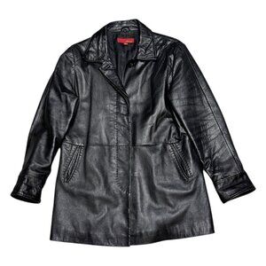 MAX USA GENUINE LEATHER Business Casual Designer Y2K Jacket Coat Womens Large